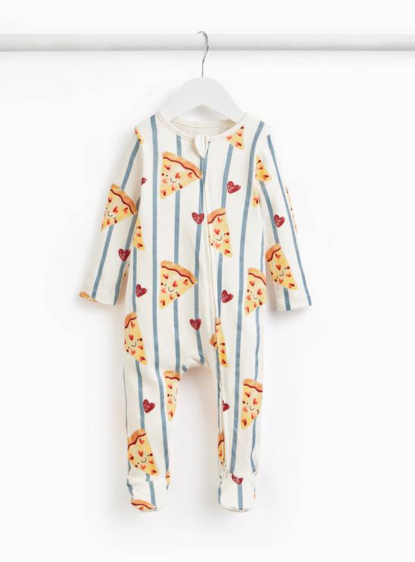 Cream Pizza Print Sleepsuit 12-18 months
